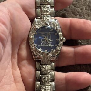 Geneva 50 Cent ( Rapper, actor ) Silver Watch with Blue Dial .